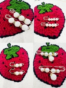 8pcs Set Faux Pearl Brooch, Waist Cincher, Elegant Women Accessories, Anti-Flashing Brooch Decor, Waist Shaper - White - View 6