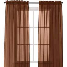 Elegant Comfort® 2-Piece Sheer Panel with 2inch Rod Pocket - Window Curtains 60-Inch Width X 84-Inch Length - Red(101.6An x 213.4Al cm (1 Paneles) Marrón Chocolate) - Multicolor - Ver 2