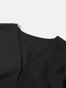 1pc Woven Fabric Rhinestone Embellished Robe, Suitable For Ramadan, Eid Al-Fitr, Eid Al-Adha, Friday Prayers, Weddings, Family Celebrations, National Holidays And Cultural Festivals, Spring/Autumn - Black - View 4