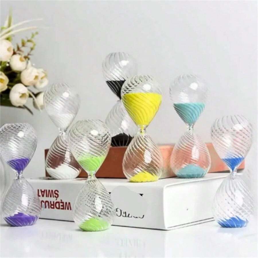 Spiral Sandglass, Twisted Sandglass, Creative Cord Sandglass Spiral Timer, Colored Sand (7.87 Inches, 25 Minutes) - Mint Blue - View 1