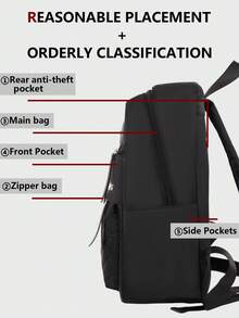 Anti-Theft Diamond-Quilted Nylon Backpack Women Purse, Multi-Functional And Stylish Daily Bag, Multi-Pocket Lightweight Travel Bag, Large-Capacity Simple School Bag, Convenient Book Bag, Suitable For Students, Nurses, Teachers, Business People, Travel And Vacation, Business Trips, Daily Commuting, Shopping, Office, Dating, Hiking, Training, Work, Birthday Gifts, Holiday Gifts - Multicolor - View 4