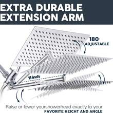 Shower Head With Handheld Combo,10 Inch Large Rectangular Rain Shower Head With 3 Modes Handheld Spray Combo, Adjustable Double Shower Heads With Holder And 11'' Extension Arm, Chrome - 鉻合金 - 查看 2