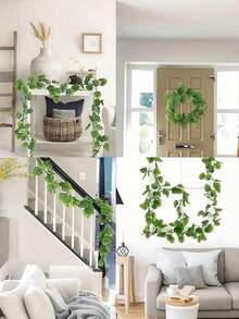 2 peças de trepadeira artificial de rattan de 175 cm com folha de tartaruga, hera tropical artificial suspensa, planta verde artificial, guirlanda realista de trepadeira com folha de tartaruga artificial.