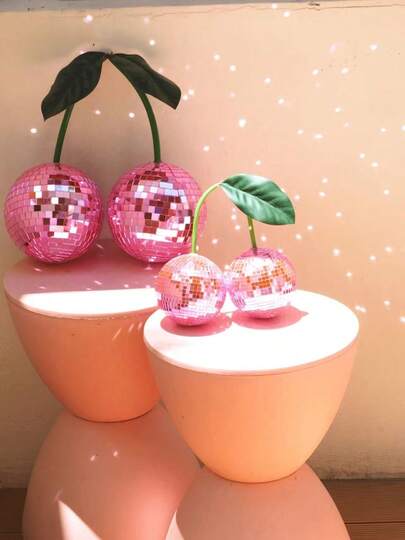 Kirsche Discokugel Dekoration, geeignet für Wand- und Heimdekoration, hängende Kirsche Discokugel, rosa Frucht Disco Dekoration, Discokugel (rosa)