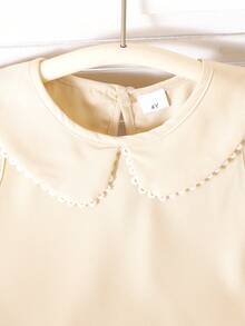 1pc Young Girls Elegant Peter Pan Collar Sleeveless Dress, For Spring/Summer Vacation - Apricot - View 4