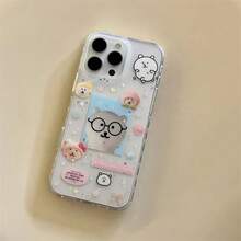 2026 Hot,INS Japan Cute Cartoon Couple Glitte Pink Blue Bear Phone Case For 12 11 13 14 15 16 Pro Max Star Bear Advced Y2k Cover.Christmas Accessories. Christmas Decor Fall Gifts Christmas Cute Phone Cases - B - Xem 2