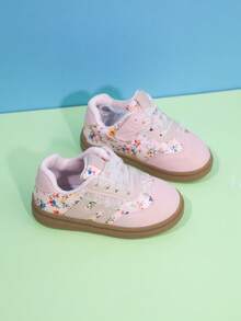 1 Pair Kids Boys/Girls Back To School Canvas Sneakers, Fashionable & Stylish, Anti-Slip , Suitable For Playing, Walking, Running, Cycling, Tennis - Pink - View 3