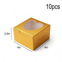 10pcs 4x4x2.5 Inch Valentine's Day Cookie Boxes, Heart Window Baking Boxes, Pie Boxes, Chocolate Strawberry Boxes, Fragile Heart Shaped Boxes, Prepared Food Boxes, Cake Boxes, New Year Gift Packaging & Storage - Valentine's Day, April 25 - View 17