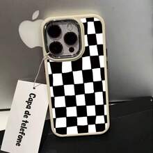Drop-Resistant Square Black UV Print Soft Silicone Metallic Plating Case Cover For Apple  11 12 13 14 15 16 17 Pro Max 14 15 16 Plus 17 Air X XR XS Max Anti-Impact Minimalist Design Protective Minimalist Anti-Scratch Case That Fits Perfectly P15248 - 白色 - 查看 10