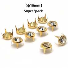 50颗/包 10毫米尖底章鱼水钻，可用于DIY服装、鞋子、包包、裙子、发饰、手工串珠首饰 - 彩色 - 查看 8