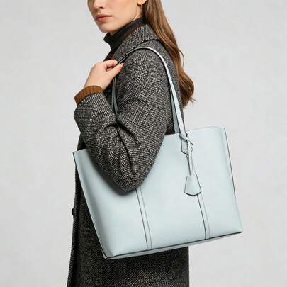  Tory Burch Perry Open Tote Bag In Icy Blue 81932
