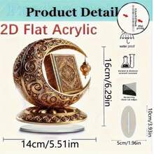 1pc Bohemian Style 2D Golden Moon & Acrylic Dream Catcher, Multifunctional Home And Office Decor, Vibrant Desktop Decoration With Stand, Ideal Gift For Home, Decorative Plaques And Statues