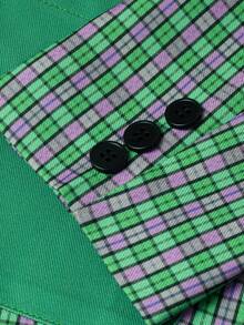 HOMEYEE Blazer Collar Long Sleeve Printed Casual Elegant Versatile Business Commute Jacket, Suitable For All Seasons - Green - View 6