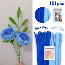 30厘米绿色花茎铁丝+视频教程，60色雪尼尔绒条，适合万圣节、返校季，30厘米彩色绒条手工材料，雪尼尔绒条，毛绒金属丝扎带，价格实惠，品质优良 - 彩色 - 查看 81