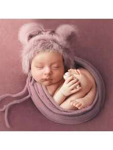 Soft Knitted Stretchy Blanket Photography Prop For Newborns, 4 Colors Available, Suitable For Baby Boys And Girls, Photography Studio Accessory, Newborn Gift - Multicolor - View 5