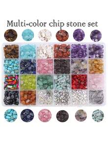 Natural Stone Beads Kit, Mix Colors Asymmetrical Natural Stone Beads Kit For Jewelry Making, DIY Bracelet Necklace Earrings Crafts, Friendship Gifts Decorative Accessories. - Natural Stone Set - View 4