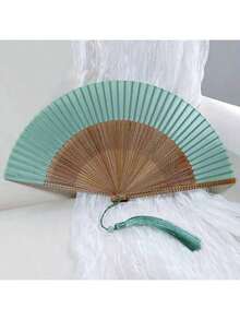 1/2支装可折叠手扇，中式/日式风格，带优雅流苏，适合户外旅行、舞蹈表演、旗袍穿着、摄影道具，中式礼品，理想的节日中国风礼物 - 彩色 - 查看 7