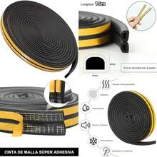 Sellador para Puertas y Ventanas 15M,Burlete para Puerta,Resistente Agua,Burletes para Puertas y Ventanas,Aísla las Habitaciones y los Coches de los Mosquitos, el Polvo, la Arena y el Ruido(Negro)(Marrón-15M) - Multicolor - Ver 1