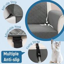 Waterproof L Shaped Couch Cover For Sectional Sofa Velvet Quilted Corner Sofa Cover L Shape Furniture Protector Slipcover Set With Non Slip Straps For Pets Dogs Kids (Large, Dark Grey) - Dark Grey - View 4