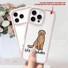 This Double-Sided, Sparkling Rhinestone Phone Case With A Cartoon Golden Retriever Design Is Indispensable For The Exquisite Fairy. It Offers A Breathtaking Shine In Your Hand, With 360. °   Exquisite Details, Durable Patterns, Shockproof - Hồng - Xem 1
