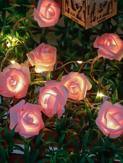 1pc New Valentine's Day LED Rose String Lights, Battery Operated, Suitable For Proposal, Anniversary, Wedding And Shopping Mall Valentine's Day Atmosphere Lighting
