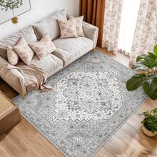 WISH TREE Alfombra moderna de patchwork geométrico, alfombra grande naranja moderna, alfombras decorativas contemporáneas para sala de estar, dormitorio, entrada, comedor, oficina, alfombra lavable. - Boho gris - Ver 2