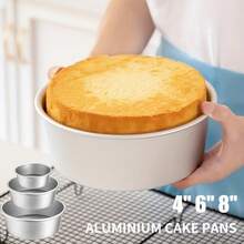 Round Cake Mold, Detachable Bottom, Round Baking Tool, Detachable Baking Tool, Available In 2/4/5/6/7/8 Inch Sizes, Suitable For Mousse Cake And Honeycomb Cake, Aluminum Alloy Material, Ideal Choice For Home Baking, Essential Tool For Valentine''s Day - Multicolor - View 8