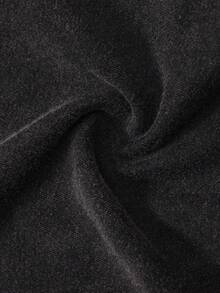 黑色做旧半拉链短袖T恤，宽松版型+拉链细节，时尚复古街头风 - 黑色 - 查看 5