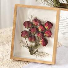 1pc 3D Hollow Dried Flower Specimen Photo Frame, DIY Butterfly Eternal Flower Paper Rose Hollow Frame, No Accessories Included