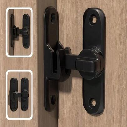 No Drill Door Latch, Sliding Door Latch, Lockable Latch, Special Sliding Door Latch, Sliding Door Clasp, Hotel Bathroom Door & Window Thickened Lock, No Drill Solid Aluminum Alloy Door Anti-Theft Lock, Household Essential