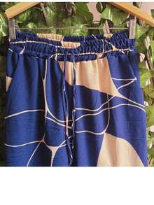Duna Fabric Wide-Leg Pants - Blue - View 5