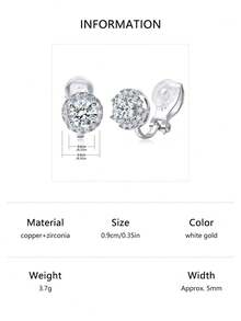 1對簇鑽閃亮耳環，簡約優雅風格；夾式設計適合沒有穿耳的女性（銅夾） - 白色 - 查看 8