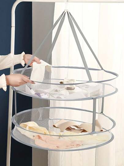 رف تجفيف قابل للطي، سلة غسيل غير قابلة للتشوه، شبكة توفير مساحة لحقيبة التجفيف، سلة شبكية قابلة للطي والانبثاق مناسبة للملابس الداخلية والجوارب والألعاب وغيرها من العناصر المسطحة، مع حقيبة شبكية، سلة غسيل من قماش النايلون المتين، أساسيات غرفة السكن الجامعي، رف ملابس المنزل، ديكور الغرفة