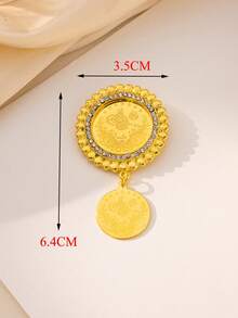 Herseygold 1pc Middle Eastern Turkish Copper Gold-Plated Women Brooch Scarf Clip, Luxury Bridal Jewelry, Lucky Gift - Gold - View 5