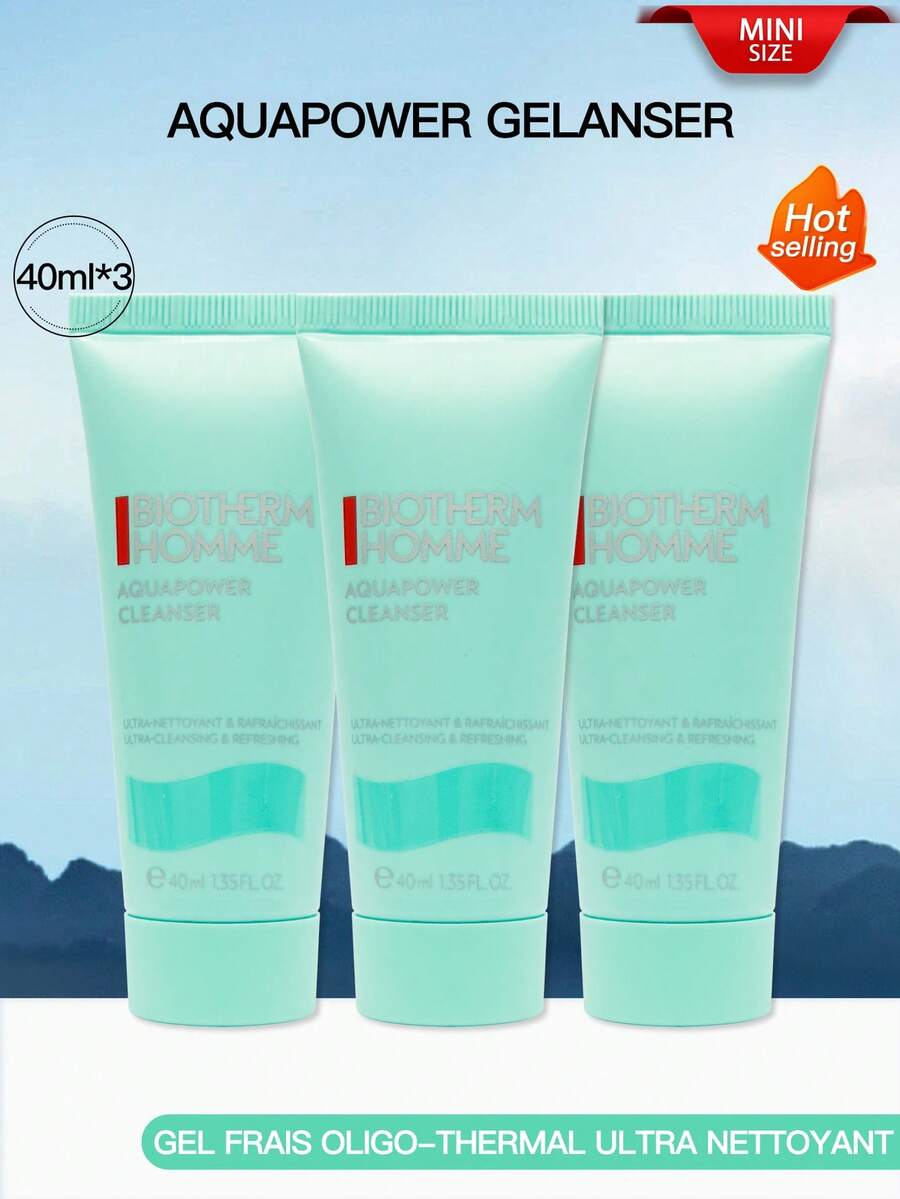 Biotherm Limpiador refrescante AQUAPOWER para hombres 40ml [TAMAÑO MINI] - 40 ml*3 - Ver 1