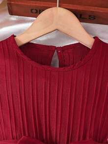 女童红色休闲连衣裙，可爱优雅，适合玩耍、氛围装扮分享、送礼及节日穿着 - 紅色 - 查看 4