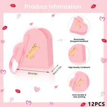 12pcs Romantic Heart Shape Flower Wrapping Paper Bags | Exquisite Love Pattern, Lightweight, Sturdy Material, Perfect For Wedding Party Candy Chocolate Gift Packaging Supplies - Multicolor - View 7