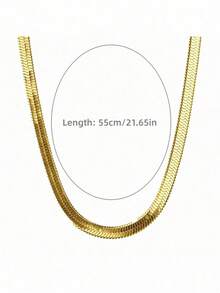 男士扁平金蛇链项链，优雅金圆项链，防水不锈钢项链，时尚饰品，男士礼物