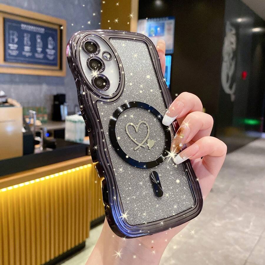 Luxury Electroplated Phone Case With Wave Pattern, Shock-Proof, Dust-Proof, Thick Edges, Compatible With Apple 17 Pro Max, Galaxy S24 Ultra/S24 Plus/S24, S23 Ultra/S23 Plus/S23, S22 Ultra/S22 Plus/S22, S21 Ultra/S21 Plus/S21 FE, S20 Ultra/S20 Plus/S20 FE, OPPO A5x/C1 2 3 4 5 6 7 8 9, OPPO 9 8 7 6 5 4 3 2 1 - Black - View 1