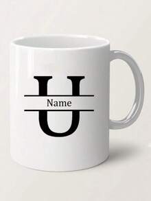 1pc, 11oz Personalized Letter Name Custom Coffee Mug - Designed Customized Cup, Ceramic Mug, Unique Novelty Mug, White Tea Cup, Personalized Letter Name Custom Coffee Mug - Designed Customized Cup, Summer & Winter Drinkware, Birthday Gift, Family Gathering Gift, Holiday Gift, Mildew Resistant, Reusable, Elegant, Cute, Modern