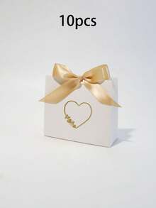 10pcs Elegant Red Heart Gift Boxes With Ribbon, Kraft Paper Gift Packaging Boxes For Proposal, Wedding, Anniversary Celebrations, Mother's Day, Valentine's Day & Engagement Party Favors Decorations - Multicolor - View 8