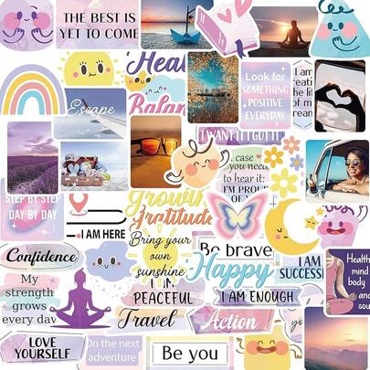 Vision Board Stickers For Women - 50Pcs Self Care Planner Stickers, Positive Affirmations Stickers For Journal, Healing Journey Vision Board Supplies Kit, Relaxation Themed