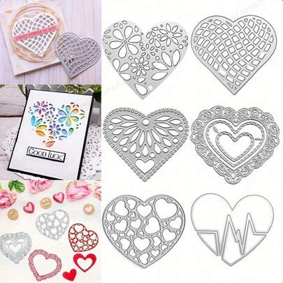 Metal Cutting Die, Metal Cutting Dies For Making Paper Cards, Scrapbooking, DIY Cards, Photo Albums, Assorted Craft Decorations. Heart Cutouts For Valentine's Day.