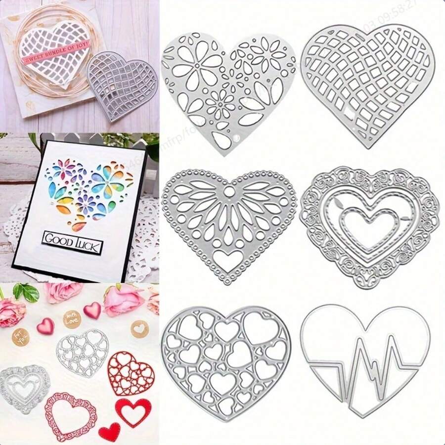Metal Cutting Die, Metal Cutting Dies For Making Paper Cards, Scrapbooking, DIY Cards, Photo Albums, Assorted Craft Decorations. Heart Cutouts For Valentine's Day.