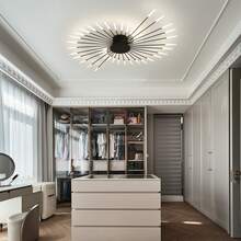 Elegante lámpara de techo moderna con 42 luces y pétalos de fuegos artificiales: diseño mejorado para un ambiente deslumbrante en la sala de estar y el dormitorio - Negro - Ver 10
