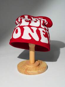 2025 New Letter Knit Beanie Hat, Unisex Fashion Street Hip Hop Skull Cap, Autumn/Winter - Black and White - View 11