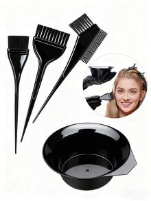 9件套染发工具套装，包括染发帽、挑染帽、染发膏、染发碗、染发刷、染发手套，专业染发配件，适合家庭和沙龙使用，男女通用 - 彩色 - 查看 2