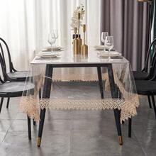 Clear Vinyl Tablecloth Protector Waterproof/Oil-Proof PVC Table Cloth Transparent Sheet Table Cover 60'' X 108'' Rectangular - Pattern B+60" X 60" (Square) - View 4