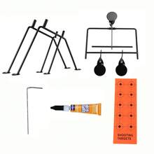 1个金属射击靶，自复位旋转式3靶，适用于户外练习，可用于弹弓、狩猎、投石机练习。包含组装工具。靶面厚度2毫米，底座稳固，配有4个地钉。 - Three Target - 查看 6