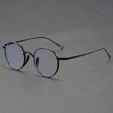 1副复古小框透明镜片眼镜，时尚圆形男女通用眼镜框，超轻金属眼镜 - 彩色 - 查看 8